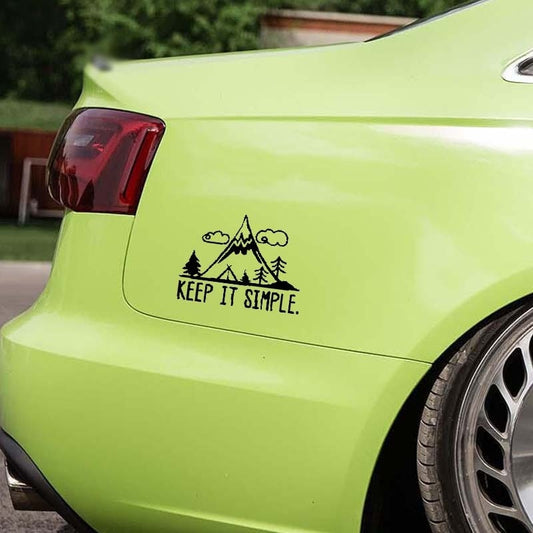 Hot 17.8CM*13.3CM KEEP IT SIMPLE ADVENTURE Vinyl Personality Car Sticker Decals Motorcycle Black/Silver C13-000441