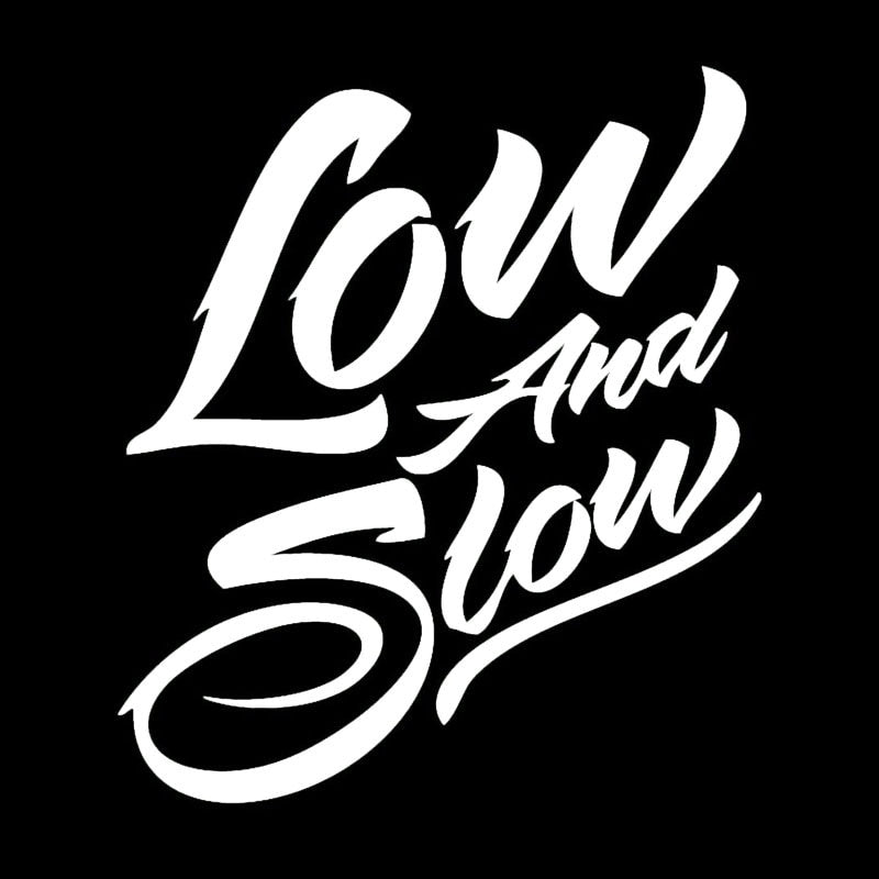 15.2*16.6CM LOW AND SLOW Cool Fashion Art Font Text Car Body Stickers Car-Styling Vinyl Decals Black/Silver C9-0393