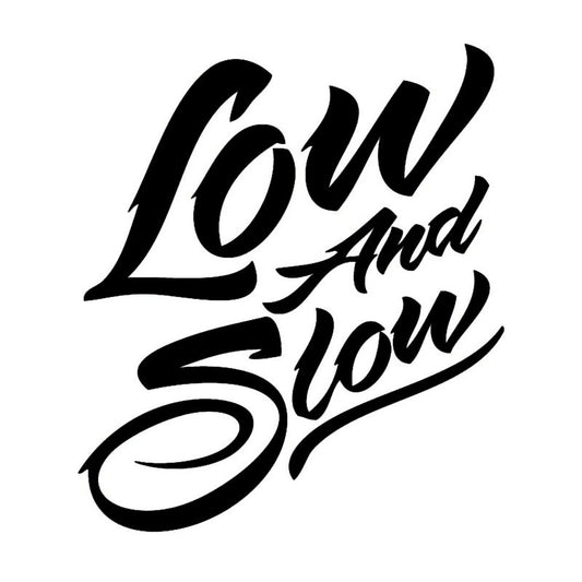 15.2*16.6CM LOW AND SLOW Cool Fashion Art Font Text Car Body Stickers Car-Styling Vinyl Decals Black/Silver C9-0393