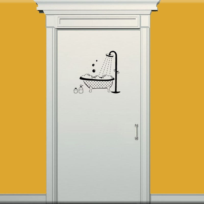 Creative Bath Bathing Shower Bathtub Vinyl Door Sticker Waterproof Wall Stickers Home Decor Living Room