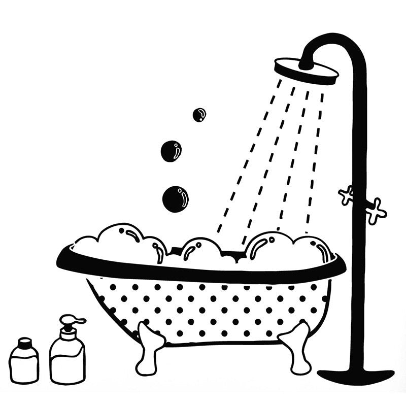 Creative Bath Bathing Shower Bathtub Vinyl Door Sticker Waterproof Wall Stickers Home Decor Living Room
