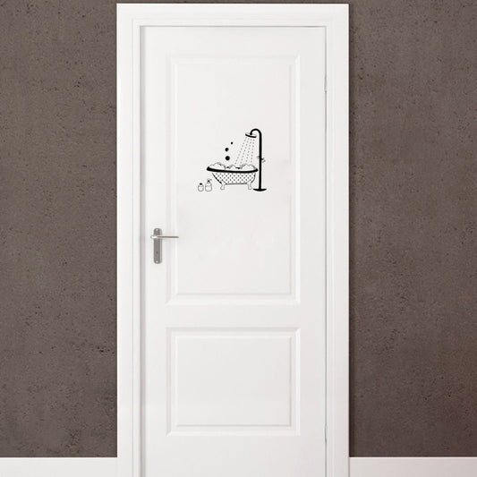 Creative Bath Bathing Shower Bathtub Vinyl Door Sticker Waterproof Wall Stickers Home Decor Living Room
