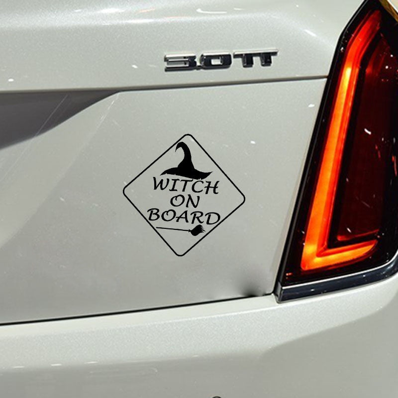 2020 NEW 12.7CM*12.7CM Funny Witch On Board Vinyl Car Sticker Decal Black/Silver C10-00610