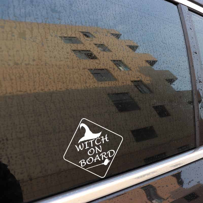 2020 NEW 12.7CM*12.7CM Funny Witch On Board Vinyl Car Sticker Decal Black/Silver C10-00610