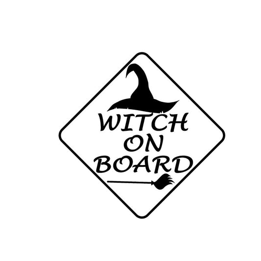 2020 NEW 12.7CM*12.7CM Funny Witch On Board Vinyl Car Sticker Decal Black/Silver C10-00610