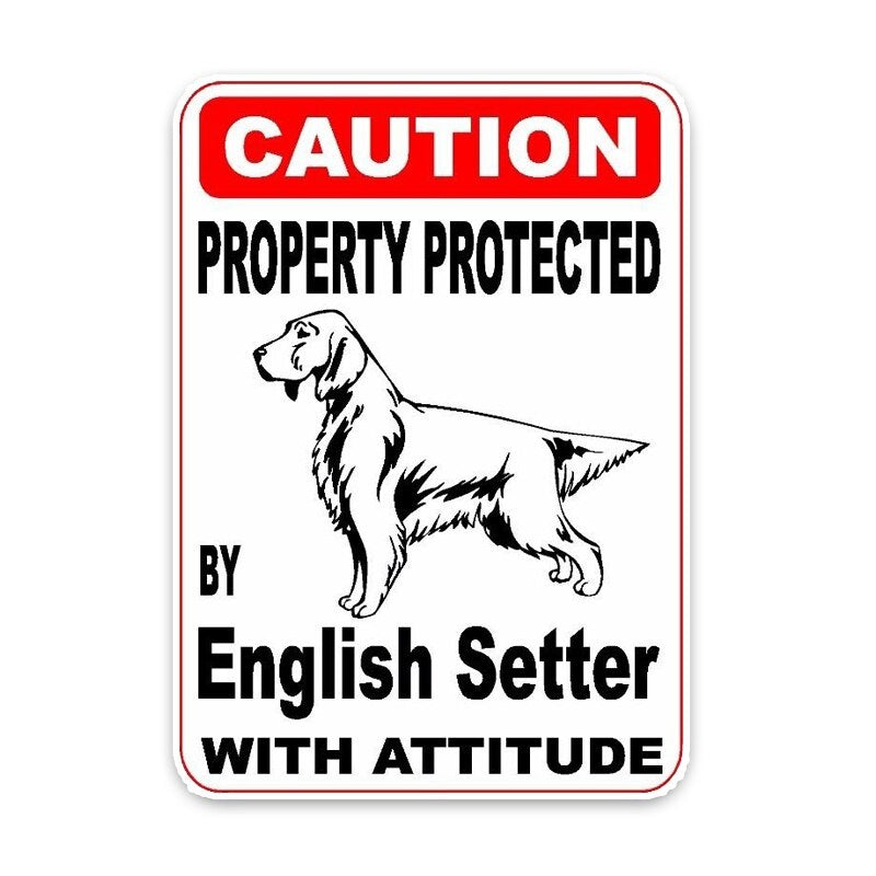 11.4*16.1CM Property Protected By English Setter Dog Puppy Pet Decoration Fashion Car Sticker  C1-4705