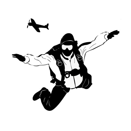 Fashion 17.5*15CM Personalized Skydiving Extreme Sports Car Stickers Vinyl Decals Covering The Body Black/Silver C7-0702