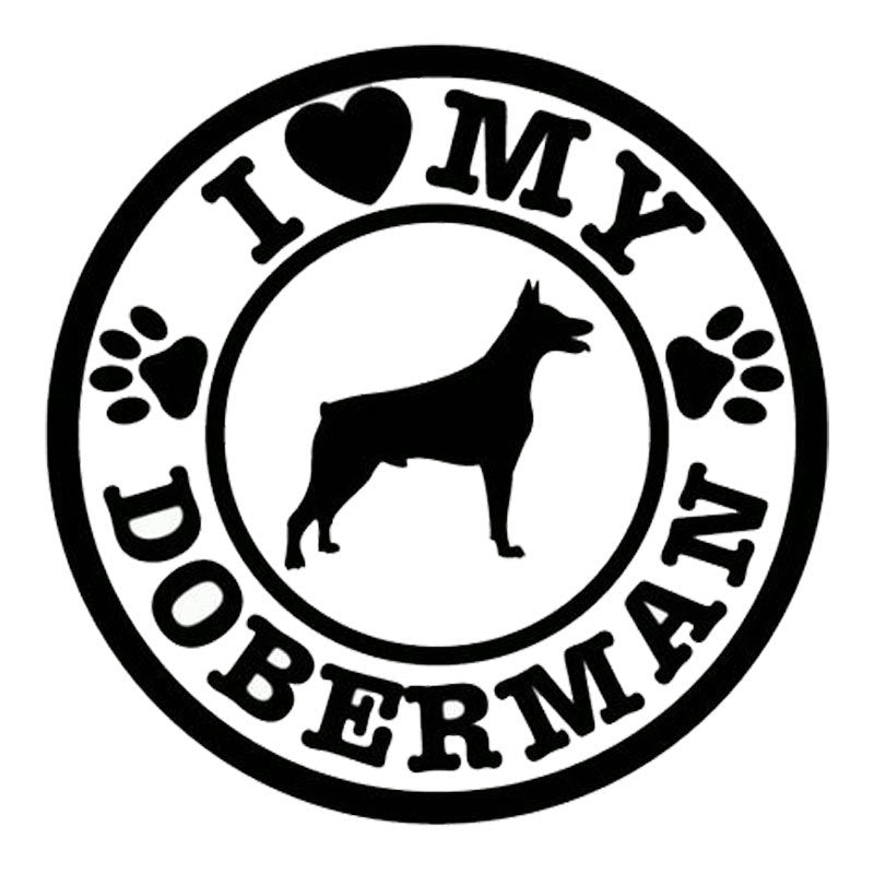 Hot 14.3cm*14cm Personalized  I Love My Doberman Dog Paws Cute  Car Stickers C5-0736