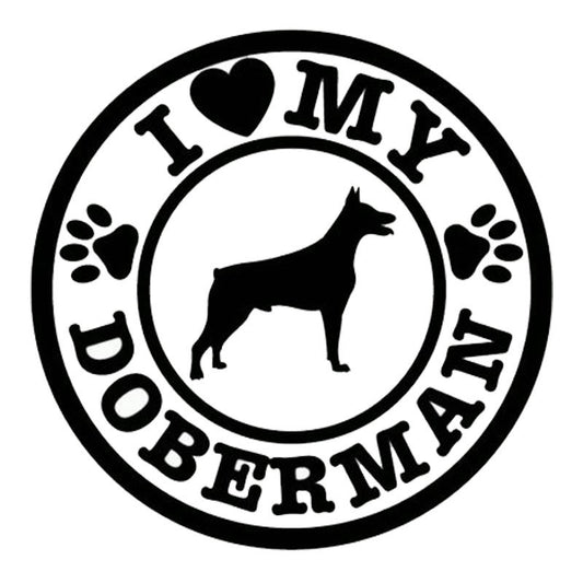 Hot 14.3cm*14cm Personalized  I Love My Doberman Dog Paws Cute  Car Stickers C5-0736