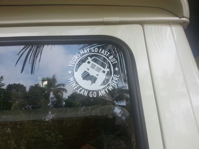 New Brand 15CM*15CM Creative 4X4 YOURS MAY GO FAST MINE CAN GO ANYWHERE Funny Car Stickers C5-0774