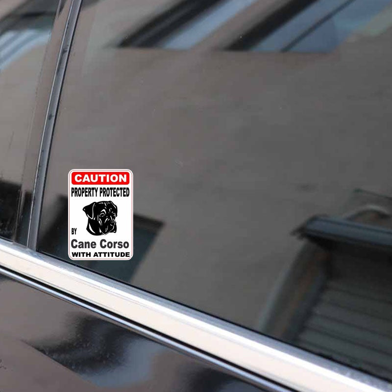10*14.2CM Property Protected By Cane Corso Dog  Personality Car Sticker C1-4516