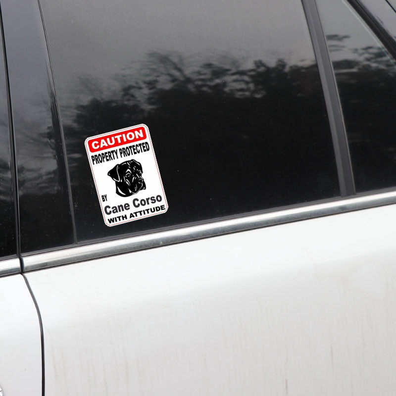 10*14.2CM Property Protected By Cane Corso Dog  Personality Car Sticker C1-4516