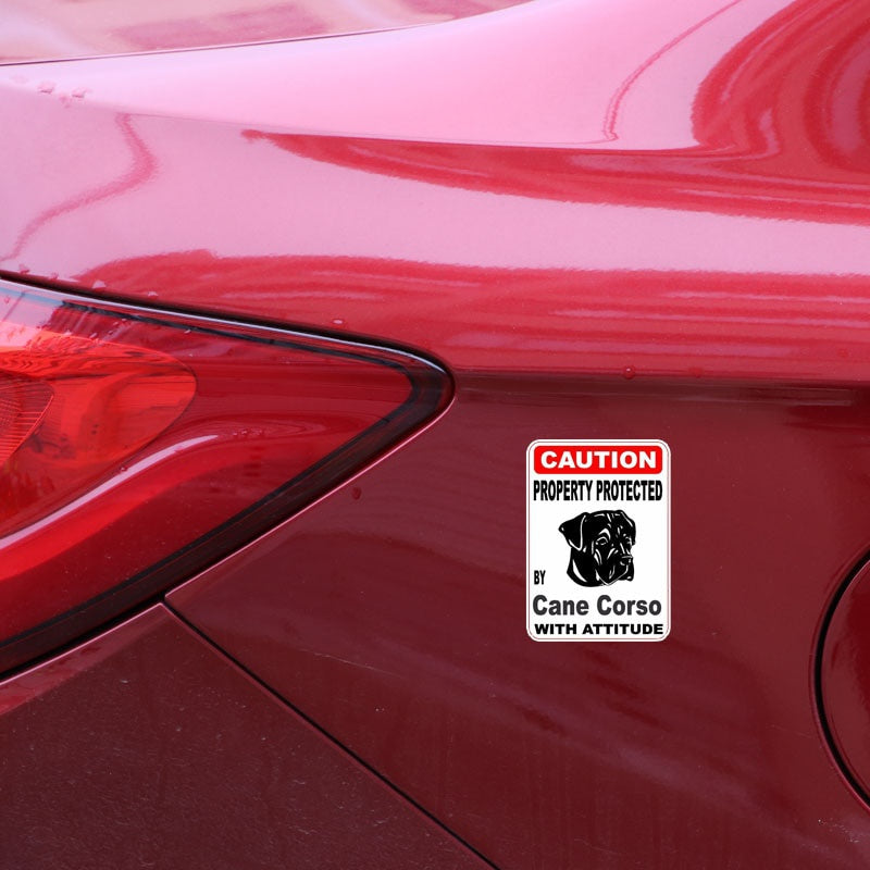10*14.2CM Property Protected By Cane Corso Dog  Personality Car Sticker C1-4516