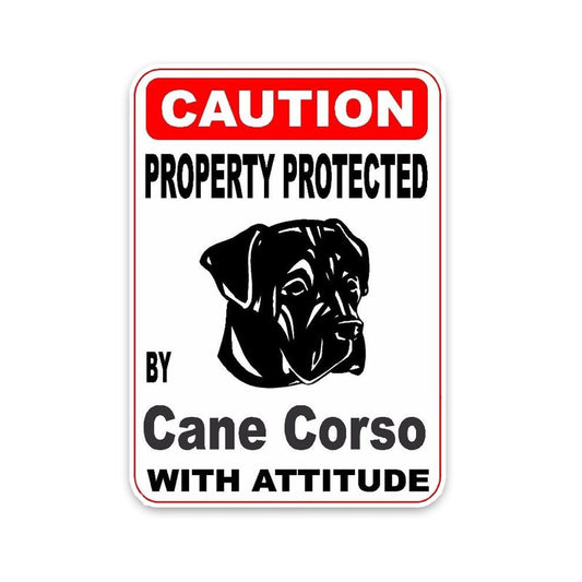 10*14.2CM Property Protected By Cane Corso Dog  Personality Car Sticker C1-4516
