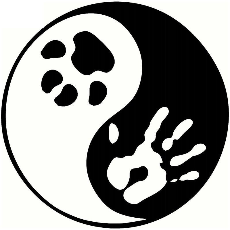 14*14CM Yin Yang Pet Cat  Dog Paw Print Car Window Decal Classic Car Motorcycle Decorative Stickers C6-1041