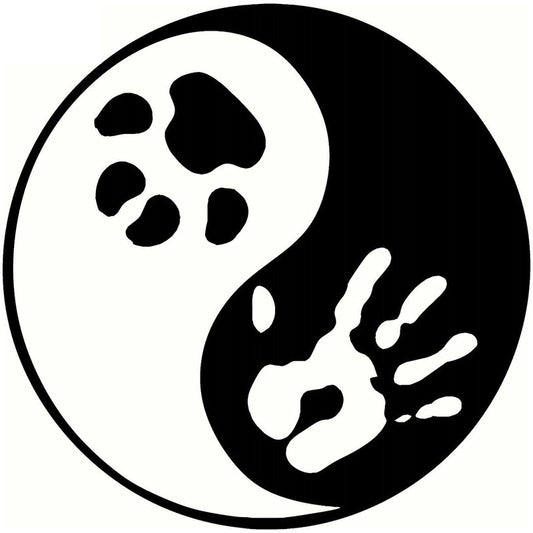 14*14CM Yin Yang Pet Cat  Dog Paw Print Car Window Decal Classic Car Motorcycle Decorative Stickers C6-1041