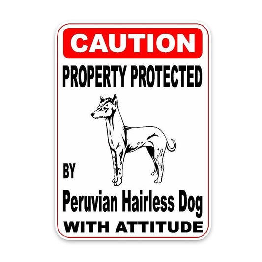10*14.2CM Property Protected By Peruvian Hairless Dog The Tail Of The Car  Car Sticker C1-4754