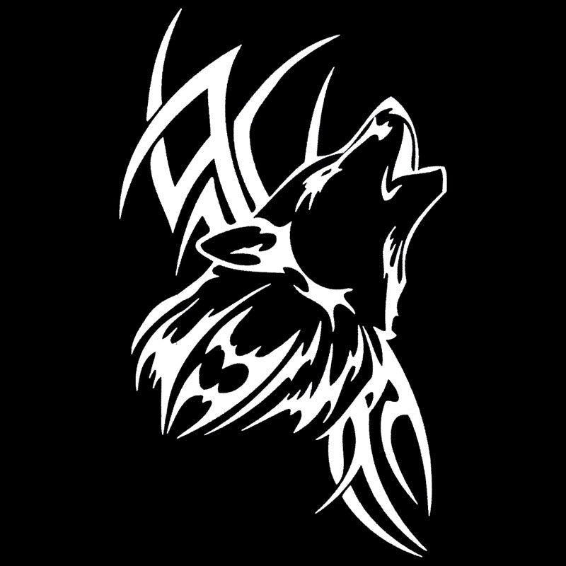 Hot 8.9*15CM Tattoo Wolf Car Motorcycle Body Stickers Vinyl Car Styling Decal Accessories Black/Silver C9-1107