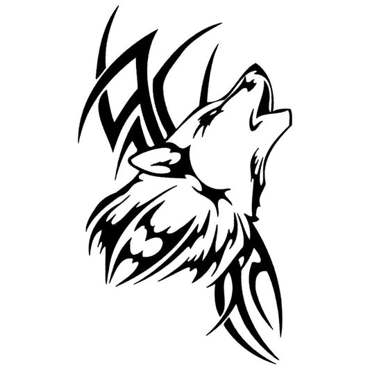 Hot 8.9*15CM Tattoo Wolf Car Motorcycle Body Stickers Vinyl Car Styling Decal Accessories Black/Silver C9-1107