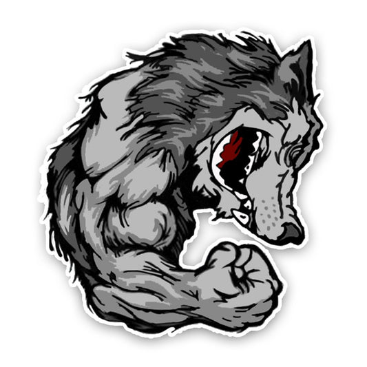 13.8*14.9CM Fashion Lovely Angry Muscle Wolf Motorbike Decals Colored Cartoon  Car Sticker Decoration Graphic C1-5477