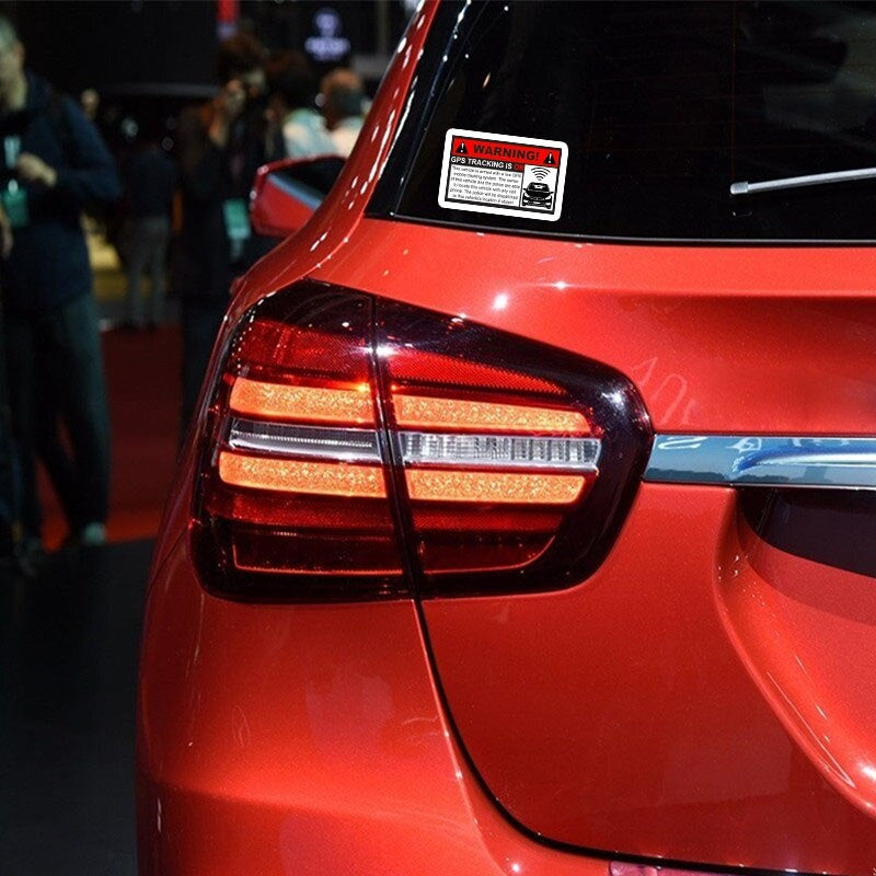12.7*7.3CM Red Attention Warning GPS Tracking Is On Car Sticker Noticeable Decals  C1-3070