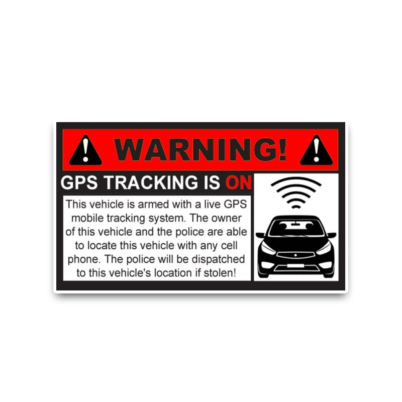 12.7*7.3CM Red Attention Warning GPS Tracking Is On Car Sticker Noticeable Decals  C1-3070