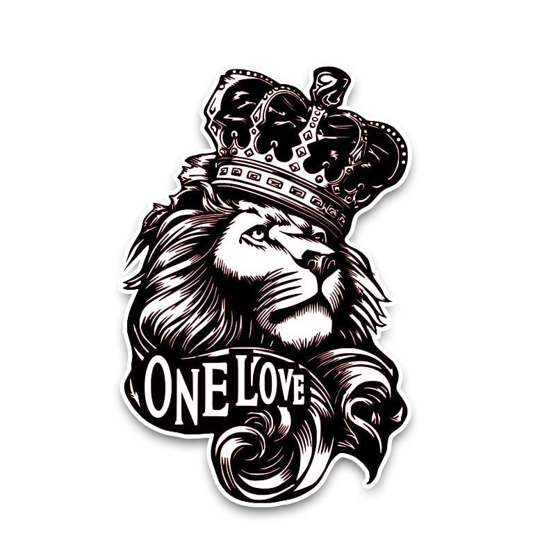 10*15.3CM One Love Lion Crown PVC High Quality Animal Car Sticker