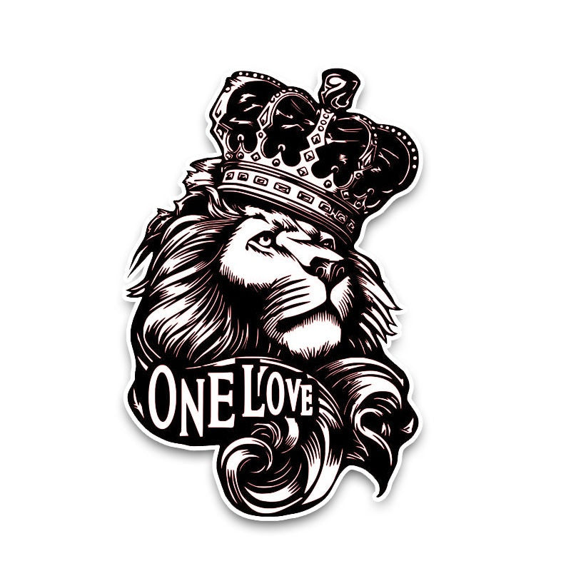 10*15.3CM One Love Lion Crown PVC High Quality Animal Car Sticker