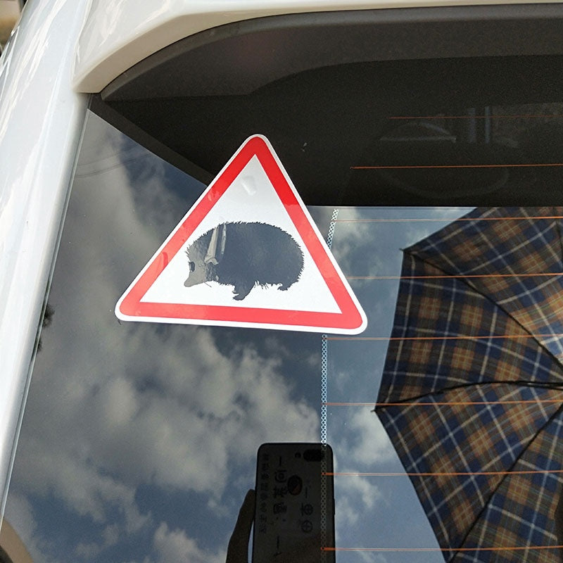 11CM*9.4CM Funny Warning Mark Animal Hedgehog Car Sticker Decal PVC