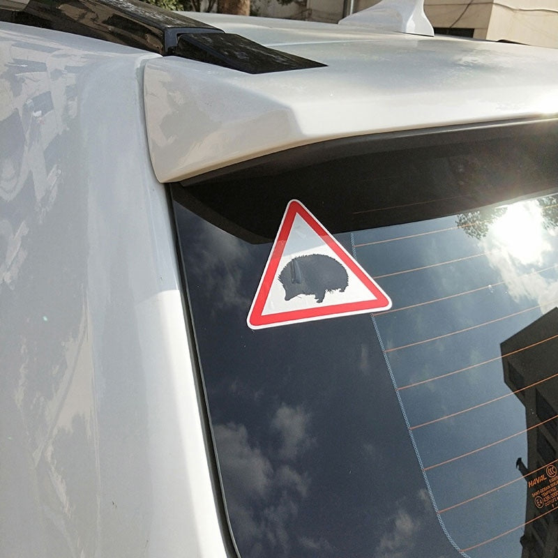 11CM*9.4CM Funny Warning Mark Animal Hedgehog Car Sticker Decal PVC