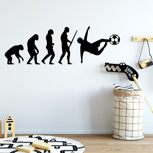Hot Sale Evolution Playing Football Vinyl Kitchen Wall Stickers Wallpaper Decor Living Room Bedroom Removable Mural Poster