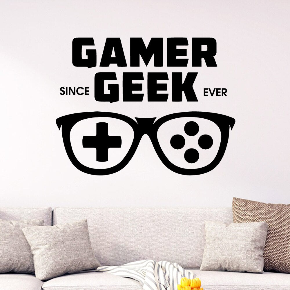 New gamer geek Wall Sticker Vinyl Waterproof Wall Art Decal Vinyl Wall Art Decals Mural Poster