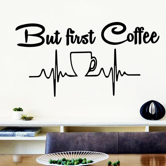 Funny First Coffe Cartoon Wall Decals Pvc Mural Art Diy Poster for Kitchen Decoration Home Wallpaper