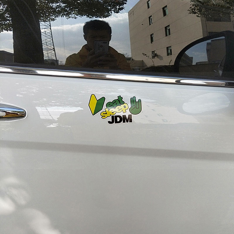 13.1CM*7.1CM Fashion EAT SLEEP JDM Sport Car Sticker Decal PVC Waterproof