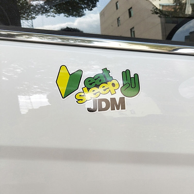 13.1CM*7.1CM Fashion EAT SLEEP JDM Sport Car Sticker Decal PVC Waterproof