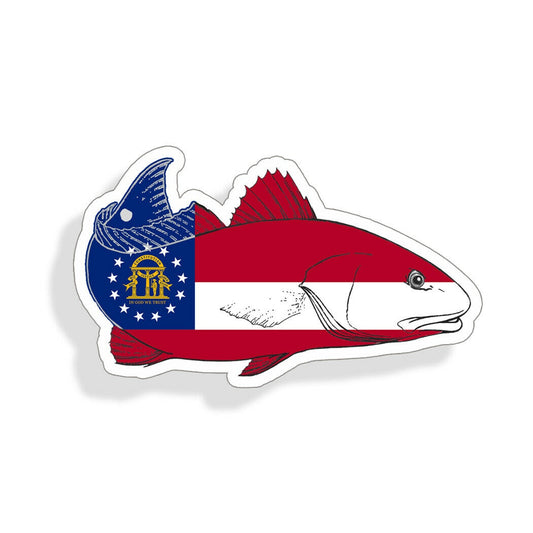 Georgia Red fish Sticker GA State Flag Laptop Car Vehicle Window Bumper Decal