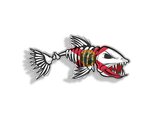 Florida Bone Fish Sticker FL Flag Decal Fishing Boat Car Cup Truck Cooler Bumper