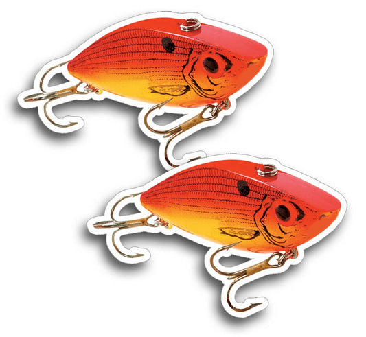 2pcs Crank Bait Sticker Decal Tackle Box Lure Fishing Boat Truck Car Vehicle Fish Rod