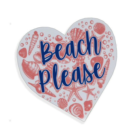 Pink Beach Please Heart Sticker Ocean Cup Laptop Car Vehicle Window Bumper Decal