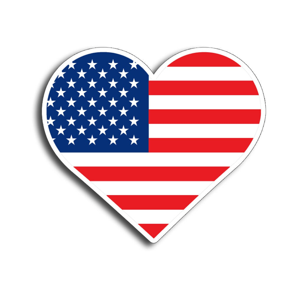 USA Heart Flag Sticker Love Cup Laptop Hard Hat Car Vehicle Bumper Window Decal