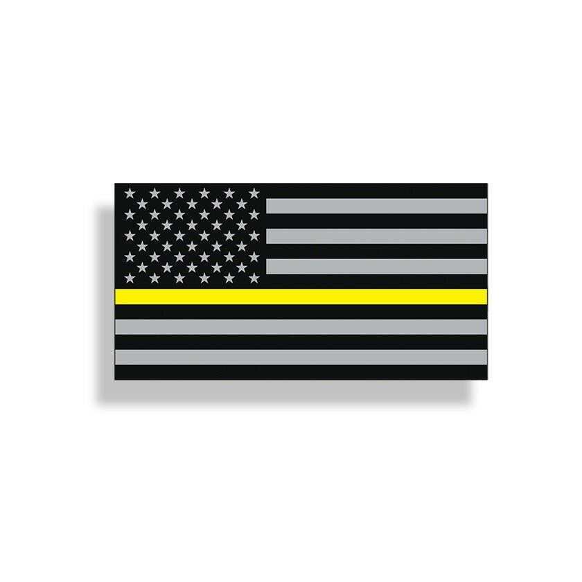 Dispatcher  Yellow Line Sticker American Flag 911 Emergency Window Decal