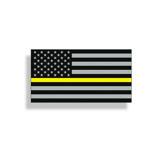 Dispatcher  Yellow Line Sticker American Flag 911 Emergency Window Decal