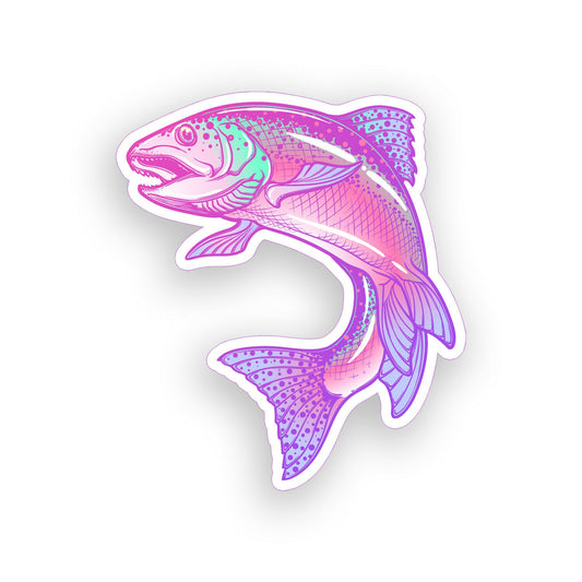 Pink Rainbow Trout Fish Sticker Laptop Cup Cooler Boat Car Window Bumper Decal