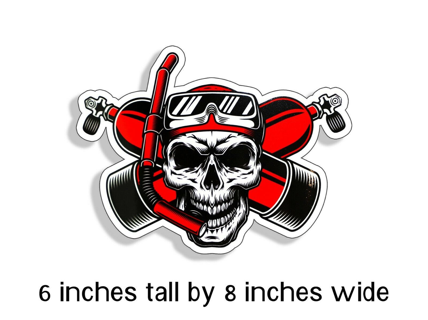 8" Skull Diver Down Sticker H2O Tank Scuba Dive Flag Car Vehicle Window Decal