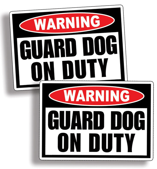 2PCs Guard Dog on Duty Warning Caution Vinyl Decal Sticker Animal Security Alarm