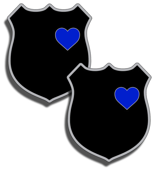 2PCs Blue Line  Badge Heart Sticker Wife Family Son Car Truck Window Cup Decal