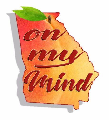 Georgia On My Mind Sticker GA Peach Cup Laptop Car Vehicle Window Bumper Decal