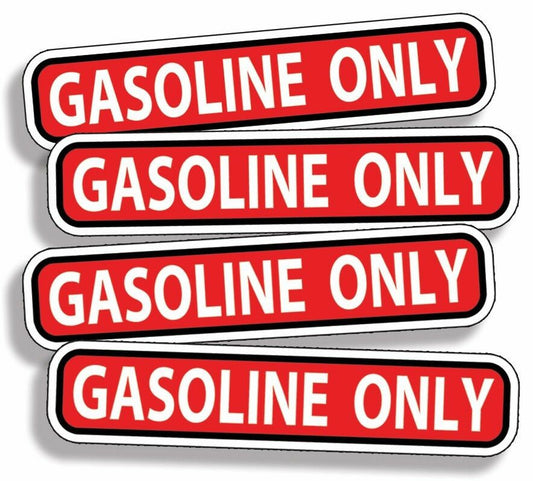 4PCs Gasoline ONLY Sticker OEM Gas Engine Fuel Car Vehicle Tractor Labels vinyl decal