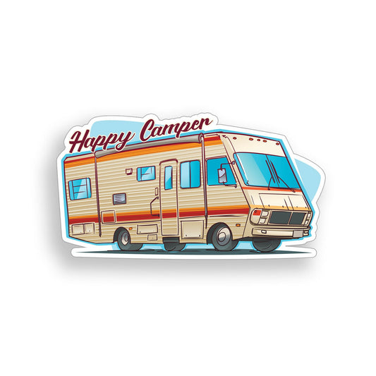 Happy Camper Sticker Old RV Recreational Vehicle Trailer Car Window Bumper Decal
