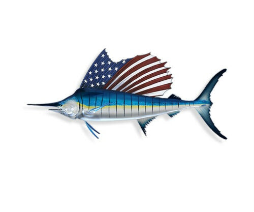 USA Marlin Sticker Sailfish Sail Fish American Flag Car Vehicle Window Decal 8.5" Wide